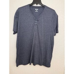 IDENTIC men's 4XL‎ GRAY BASIC short sleeve v-neck henley t-shirt casual comfort